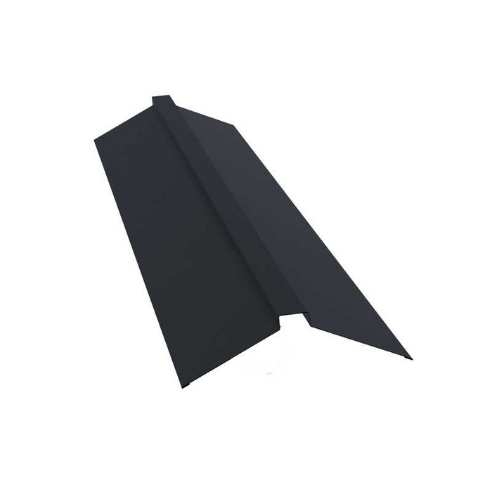 Планка конька плоского 150х40х150 0,5 GreenCoat Pural BT с пленкой RR 23 темно-серый (RAL 7024 мокрый асфальт) - фото №1